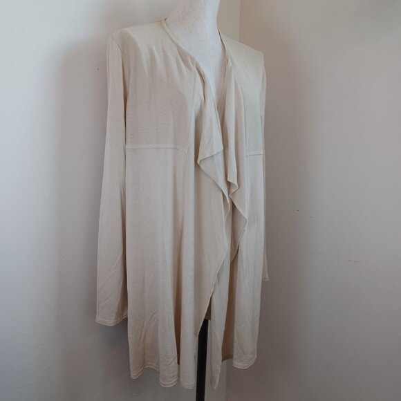 Devernois Paris Sweater Cardigan Waterfall Tan Viscose Womens Medium Large - Picture 4 of 12